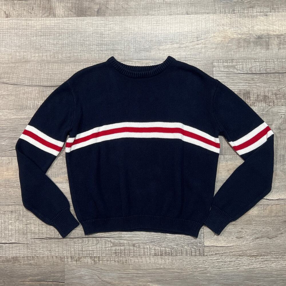 Brandy Melville Crewneck Cotton‎ Blend Sweater Academia Stripe Preppy Nautical